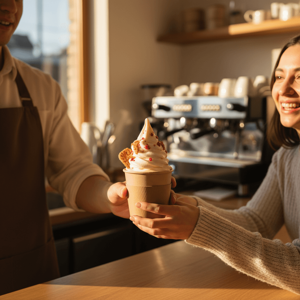 客人享受霜淇淋甜品組合